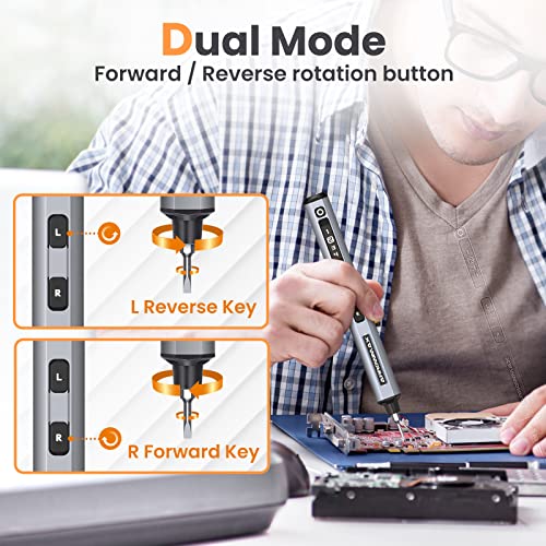 Electric Screwdriver- AM ARROWMAX Cordless Precision Screwdriver Set with 34 Magnetic Precision Bits,4 Gears Torque,Rechargeable Portable Repair Tool Kit for Electronics Laptop Glasses Watch (SES)