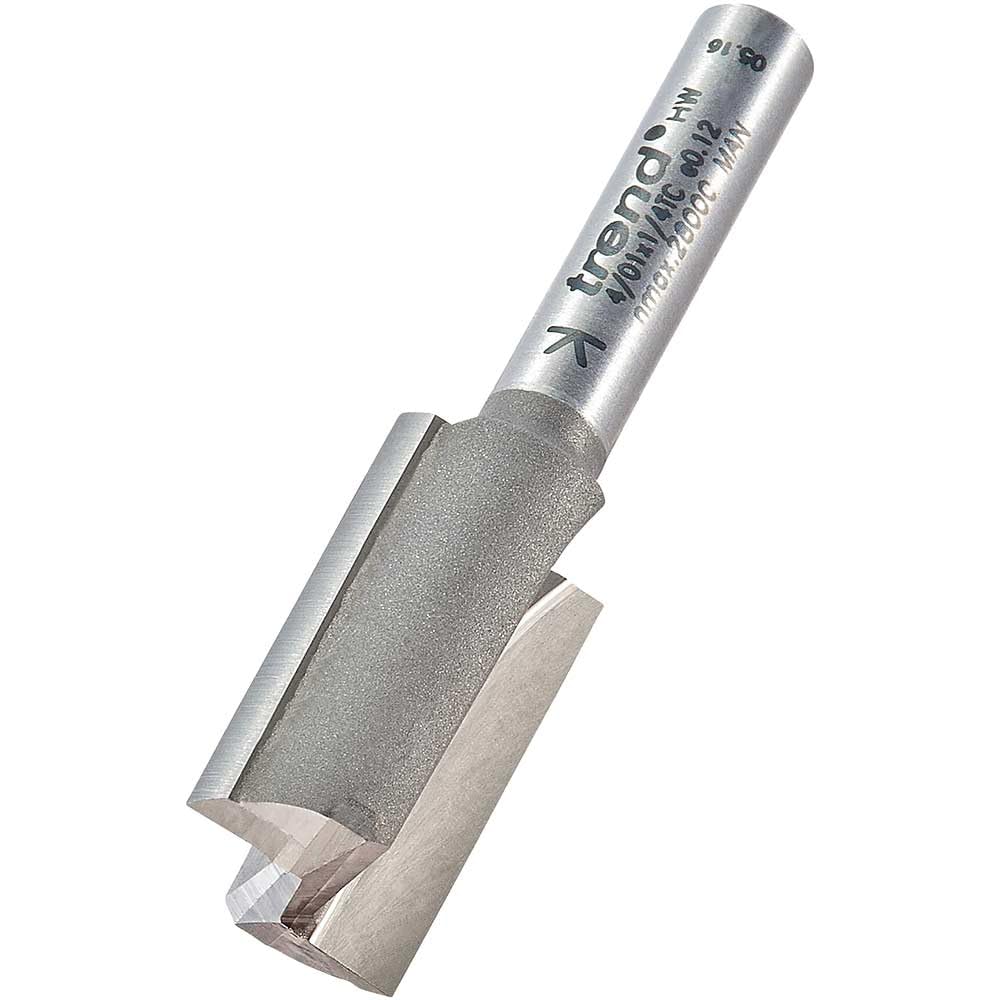 Trend Professional Straight Two Flute Router Cutter, 1/4 Inch Shank, 14mm Cut Diameter, Tungsten Carbide Tipped, 4/01X1/4TC
