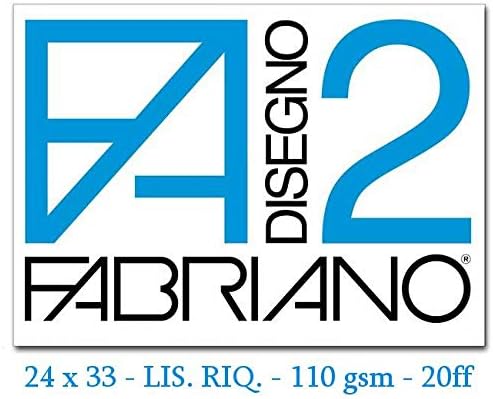 Fabriano F2 Sketchbook, 24 x 33 cm, Smooth Finish, 110 g/m2 Weight, 20 Sheets 24 x 33 cm, Charcoal