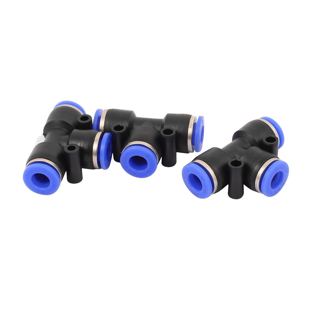 Sourcingmap 6mm Dia Pneumatic T Shape 3 Way Connector Tube Pipe Air Quick Release Fitting 3pcs