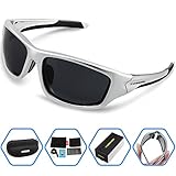 Torege Polarized Sports Sunglasses For Cycling Running Fishing Golf TR90 Unbreakable Frame TR011 (Titanium silver)