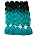 Forevery Braiding Hair Synthetic Ombre Hair Braiding Extensions High Temperature Fiber Crochet Twist Braids Black to Cyan Ombre Color (24
