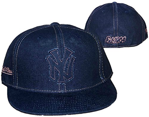 American Needle New York Yankees Fitted Size 7 5/8 Cooperstown Black Denim Hat Cap