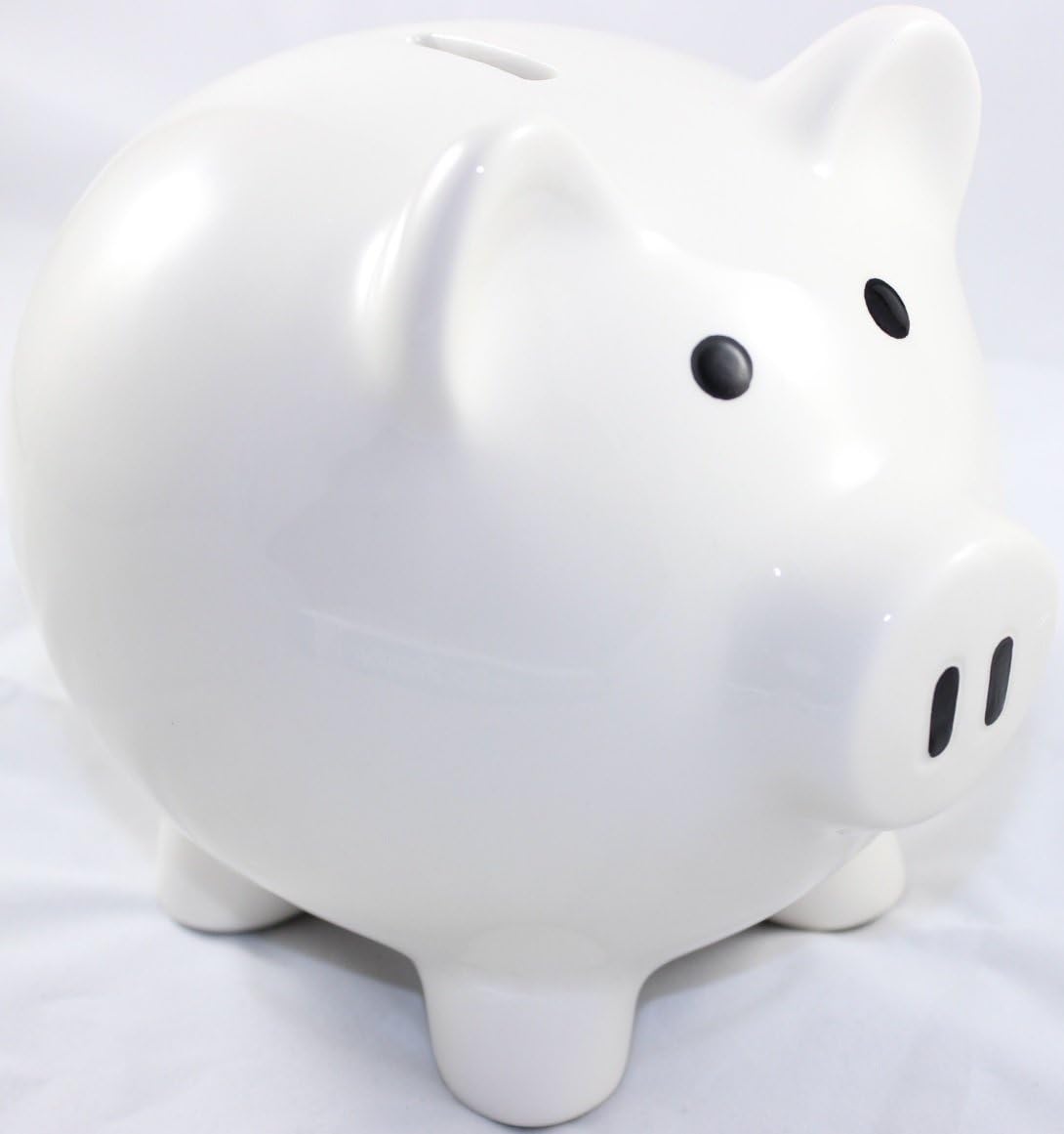 White Piggy Bank Ceramic - Porcelain - No Hole at Bottom - Without Stopper Plug - no Opening - Breakable - Kids - Adults - Boys - Girls - Tirelire