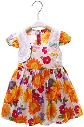 NEW Kid Toddle Girl Baby Spring Summer Sun Flowers Dress Orange SZ 12M -3T Z649 (12(suitable for 2-3 Years))