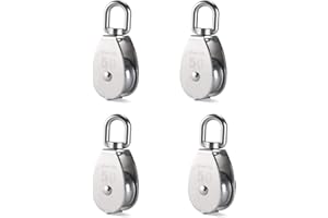 Rocaris 2 Pack M50 Stainless Steel Wire Rope Crane Pulley Block Lifting Crane Swivel Hook 880lbs Single Pulley Block Hanging 