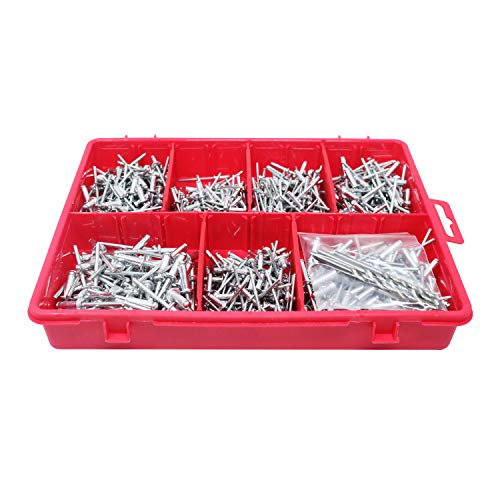 T.K. Excellent Small Head Aluminum Steel Mandrel Pop Rivets Assortment Kit,570Pcs +Free Drill 3 Pcs