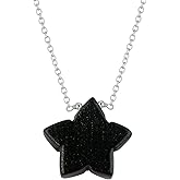 NJCRAFT Natural Star Gemstones Pendant Necklace, Handmade Stone Pendant Jewelry, Healing Crystals, AAA Grade Stone, Adjustable Chain, Birthday Gift for Women, 18 Inch