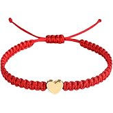 EQUBIO Handmade String Bracelet,14K gold Plated Adjustable Braided Jewelry with Good Luck Amulet and Protection Meaning, Perfect to Couples, Sisters and Friends Christmas Gift Valentine's Day Gifts