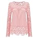 Amoin Women's White Lace Sleeve Chiffon Shirt