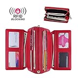 WOZEAH Women's PU Leather RFID Large Capacity Long Wallet Clutch Pures handbags Credit Card Holder Organizer Ladies Purse (red)
