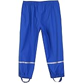 Hiheart Boys Girls Waterproof Rain Pants Lightweight Single Layer Overpants Rainwear