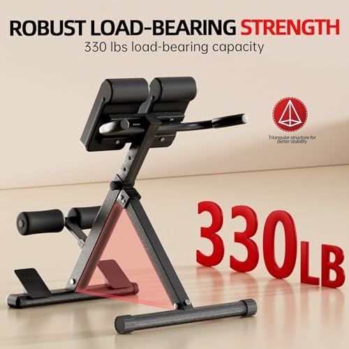 Hyperextension Bench Roman Chair, Adjustable Back Extension Machine for Glute, Foldable Multi-Function Workout Equipment for Home Gym Fitness
