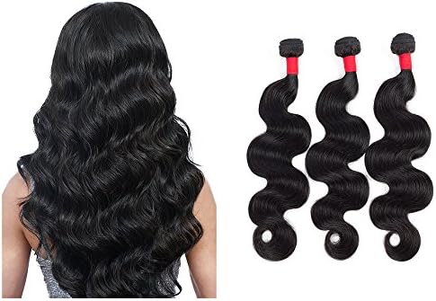 Shengmeiyuan Beauty Show 8-30inches Grade 7A Unprocessed Brazilian Body Wave Virgin Hair 3 Bundles Rosa Hair Products Human Hair Weave Extensions Natural Black Color (16 18 20")