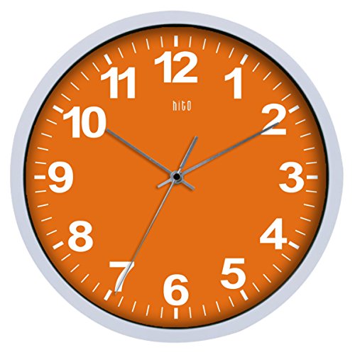 HITO Silent Non-ticking Colorful Wall Clock -12 Inches (Orange)