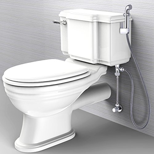 SonTiy Handheld Bidet Sprayer Shattaf Cloth Diaper Sprayer for Toilet Attachment with Adjustable Water Pressure Control Shut-off Brass T- Valve ABS Chrome