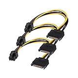 Zaharov SATA 15 pin to 6 Pin Power Cable 3-Pack 15 pin SATA to 6 pin pci Express power Adapter cable - 8 Inch