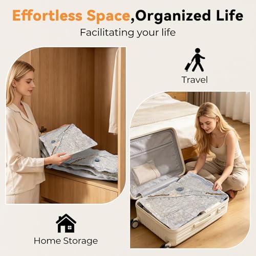 Rechargeable Wireless Pump Travel Storage Bags，10 Pack Storage Bags Vacuum Sealed，Travel & Home Organizer Set, Multi-Size Space-Saving Bags, Suitable Closet Luggage Bedding Clothing Storage