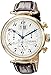 Akribos XXIV Men's Chronograph Quartz Watch - 3 Large Subdials and Date On Engraved Sunburst Concentric Circles White Dial on Brown Lizard Finish Leather Strap - AK628