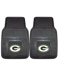 FANMATS Tapete para piso de automóvil, de vinilo, con diseño de los Green Bay Packers, de la NFL., Juego de 2 alfombrillas para coche de vinilo, Green Bay Packers