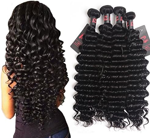 Virgin Brazilian Hair Deep Wave 4 Bundles Mixed Length 18 20 22 24 inch Unprocessed Brazilian Curly Virgin Hair Remy Hair Weave Human Hair Extensions 400g