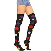 Benefeet Sox Clown Thigh High Socks for Women Girls Colorful Vibrant Polka Dot Rainbow Over the Knee Sock Cotton Novelty Sock