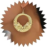Iaceble Vintage Hammered Circle Dangle Earrings Gold Circle Hoop Earrings Hollow Circle Drop Earrings Metal Hoop Earrings Exaggerated Circle Earrings Jewelry for Women