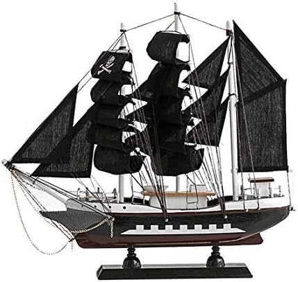 Black Pirate Sailboat Model Statue Wood Sculpture Artwork Home Table Cabinet Art Decor Modern Desktop Figurines Office Car Decoration