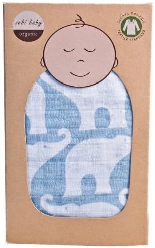 Zebi Baby Swaddle Blanket - Blue Elephant