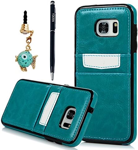 S7 Edge Case, YOKIRIN Case Card Holder Fit Dual Layer Protective with Card Slot Holder Advanced Shock Absorption Protective Wallet Case Cover for Samsung Galaxy S7 Edge - Blue