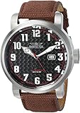 Invicta Men's 'Aviator' Automatic Stainless Steel and Canvas Casual Watch, Color:Brown (Model: 23074)