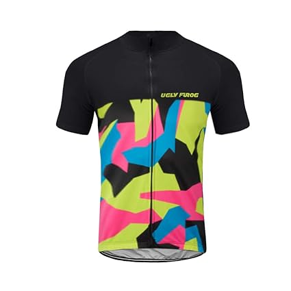 Uglyfrog Sommer Kurzarmtrikot Herren Radtrikot Set Fahrrad Trikot Kurzarm und Trägerhose mit Sitzpolster DXMX03F