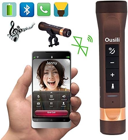 Ousili Led flashlight, bicycle light,with Bluetooth Speaker 2200mAh Portable Charger and Bluetooth phone speakers Readable micro SD\TF card,Multifunctional 4 in 1