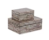 Deco 79 41199 Striped Wooden Boxes with Shell Inlay