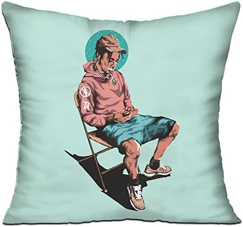 Travis Scott Jacques Webster Poster Cartoon 18'' X 18'' Decorative Square Throw Pillow Cover With Pillow Inner