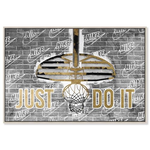 Basketball Hoop Do It Canvas Mancave Art Prints by Notoriart, Silver Frame, 45"…