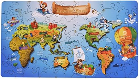 hartmaze Wooden Jigsaw Puzzles - Around World HM-03 (2018 Online Puzzle Games Including 78 Color Unique Shape Jigsaw Pieces Kids,Best Family Puzzle Game Play Collection.