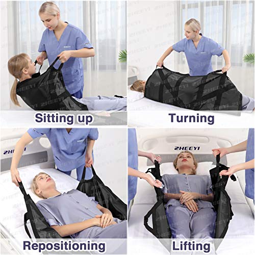 ZHEEYI Multipurpose 43" x 36" Positioning Bed Pad with Reinforced Handles Reusable & Washable