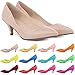 Loslandifen Womens Low Mid Heels Shoes Leather Pointed Dress Pumps