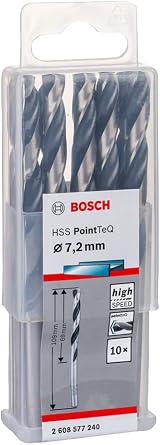 Bosch PointTeQ HSS Twist Drill Bit 7.2 mm 69 mm 109 mm 10 pcs