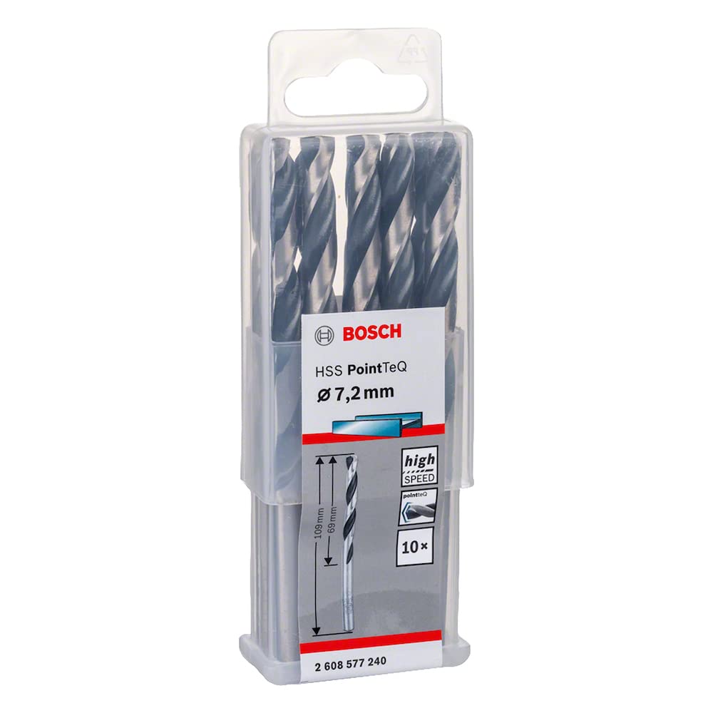 Bosch Professional 10-piece PointTeQ HSS Twist Drill Bit (for Metal, 7.2 x 69 x 109 mm, Drill Driver Accessories)