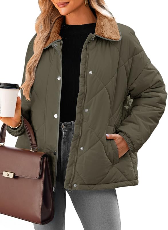 Dokotoo Women's Quilted Winter Puffer Jacket - Lightweight Warm Casual Coat