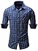 Neleus Men's Cotton Long Sleeve Button Down Plaid Shirts,115,Navy Blue,L,EUR XL