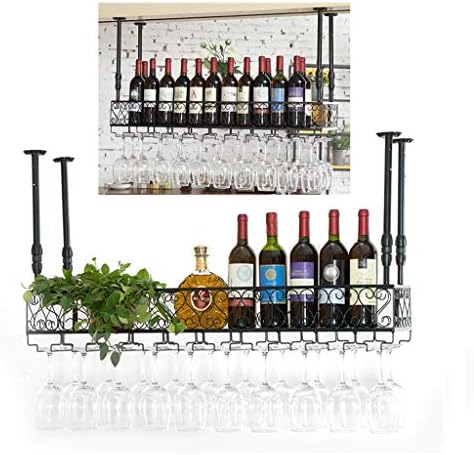 Wyan ワインは脚付きグラスゴブレットシェルフ大容量キッチンホームバーカウンターレストランブラック ブロンズラックデコレーション逆さワイングラス ホルダー錬鉄天井のストレージシェルフカトラリーボトル収納ラック ディスプレイ ファッション 装飾 Color Bronze