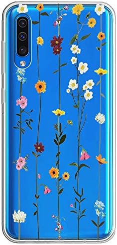Jeack Floral Clear Samsung Galaxy A70 Case for Women/Girls,Pretty Phone Case for Galaxy A50/A30,Flower Design Transparent Slim Soft Drop-Proof TPU Bumper Cushion Silicone Cover Shell