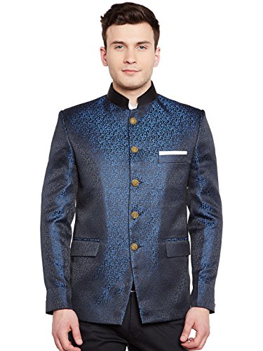 WINTAGE Men's Premium Rayon Grandad Bandhgala Coat Nehru Blazer Jacket: Blue,4XL