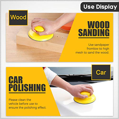 Glarks 62Pcs 5 Inch Hook and Loop Hand Sanding Block Round Sanding Pad Hook Backing Plate with