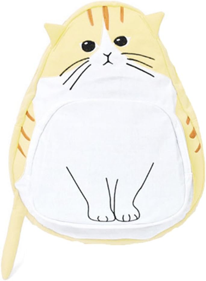 Junior Students Schoolbag Cute Kitty Personality Cotton Shoulder Bag Backpack Light Yellow Cat