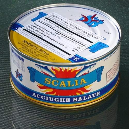 Italian Anchovies in Sea Salt by Scalia (29.9 ounce) - Pack of 3