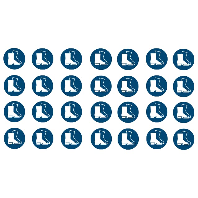 Sticker – Diameter cm – UV and Weather Resistant – ISO 7010 – Sustainable – Mandatory Sign Sign (5 cm, Protective Shoes)